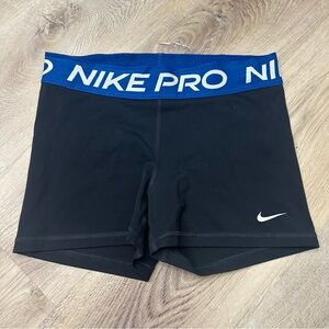 Nike Pro Dri-FIT Black Shorts with Blue Trim